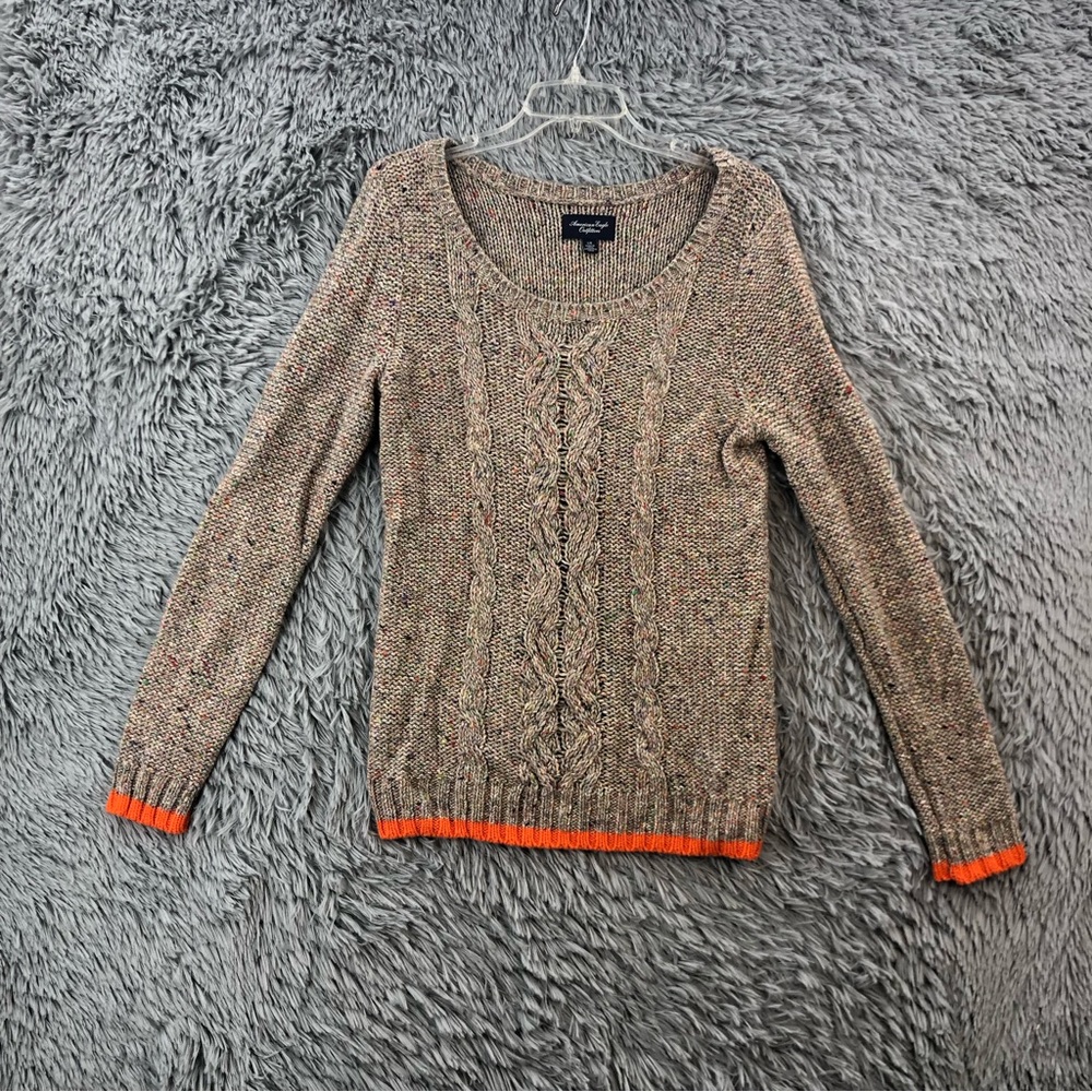American Eagle Outfitters Sweater Women Large Wool Silk Blend Cableknit Confetti